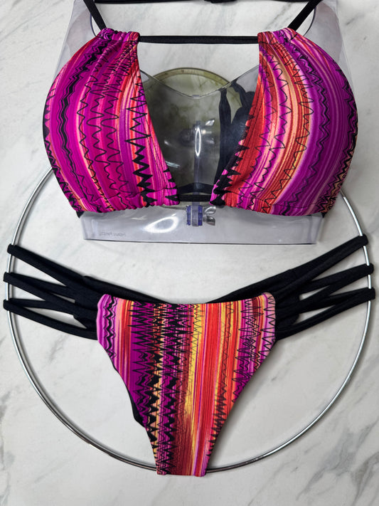 Pink Abstract Kona Reversible Bottom with Black Strings