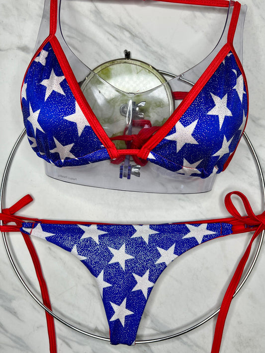 Patriotic Glitter Star Triangle Top