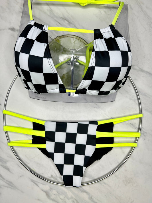 Checker & Neon Yellow Convertible Top