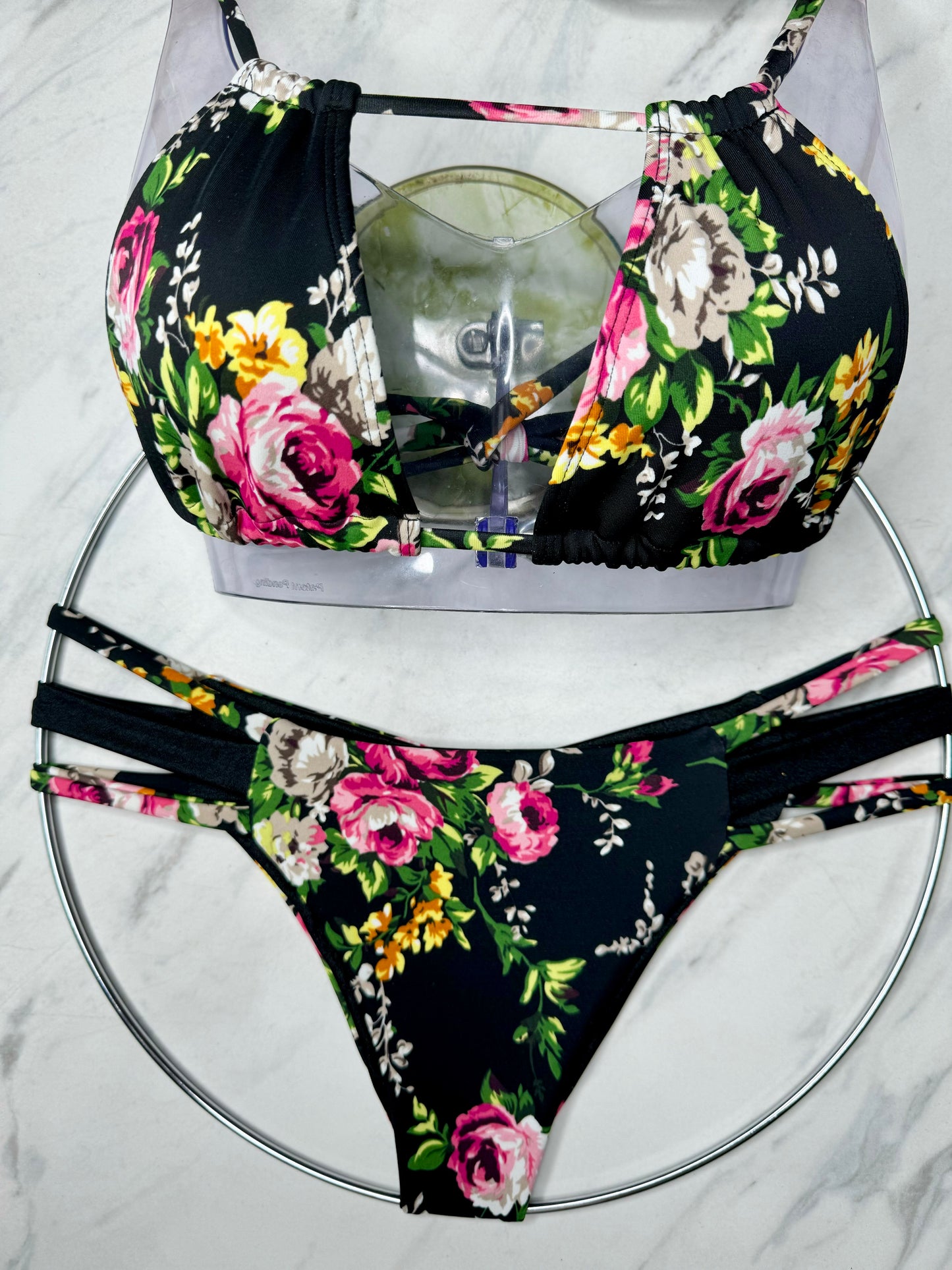 Black Floral 3 Band Bottom