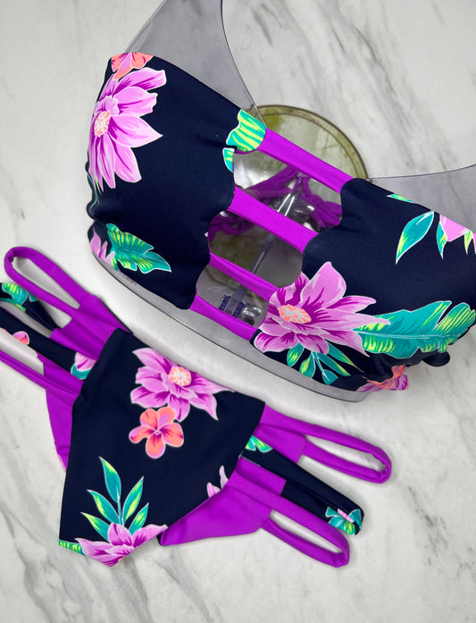 Purple Floral Bandeau Top